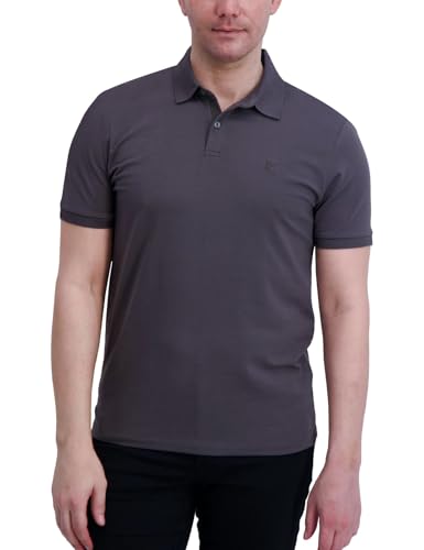 Image of DKNY Soft Cotton Polo Shirts for Men - Modern Fit, Quick Dry, Casual Mens Polo Shirts Short Sleeve, Magnet, XL