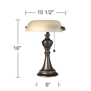 Regency Hill Haddington Traditional Piano Banker Table Lamp 16" High Antique Bronze Dark Brown Metal Alabaster Glass Shade Decor for Bedroom House Bedside Nightstand Home Office Reading Regency Hill Haddington Traditional Piano Banker Table Lamp 16 High Antique Bronze Dark Brown Metal Alabaster Glass Shade Decor for Bedroom House Bedside Nightstand Home Office Reading