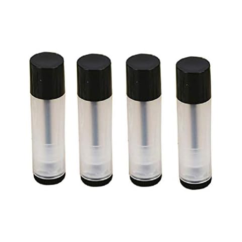 25Pcs Lip Balm Tubes Containers 5g Clear body with Twist Bottom and Cap,Empty Refillable Plastic DIY Lipstick Lip Gloss Containers Chapstick Tube Crayon Pipe Bottle (black lid) Cover