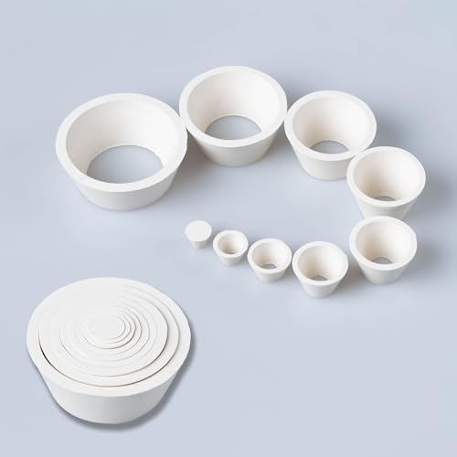 9-Pack Buchner Funnel Flask Adapter Set with Tapered Collar Rubber Stoppers, Durable Filter Adapter Cones for Laboratory Glassware, 9 Sizes White Connectors for Vacuum Filtration