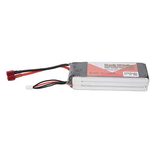 Dilwe RC-Modell-Lipo-Akku, 11, 1 V, 2200 MAh, RC-Auto-Ersatzbatterie mit T-Stecker, Stabile Leistung, Modellauto-Zubehör für RC-Boot, LKW, Hubschrauber, Spielzeug und Spiele