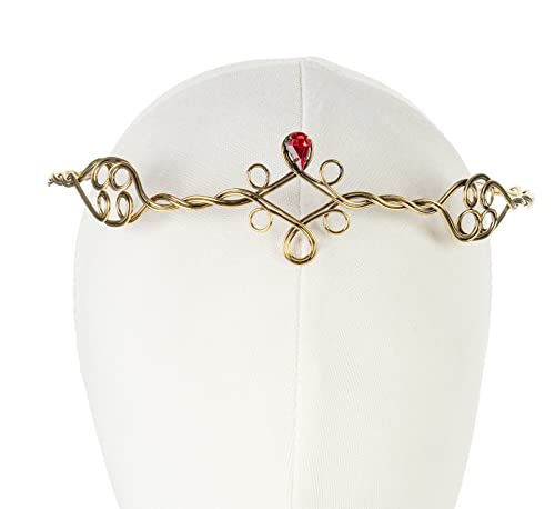 Funsveta Rhinestone Circlet Crown Headpiece With Elf Ears Dress Up Halloween Cosplay Accessories (Gold And Red) #TOP3