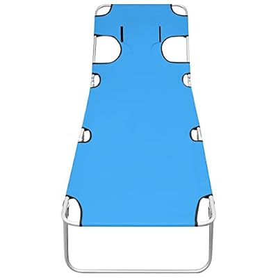 YUOGHRTFE Foldable Sun Lounger with Adjustable Backrest and Head Cushion, Powder Coated Steel Frame Turquoise Blue, Comfortable Camping Bed for Garden Beach