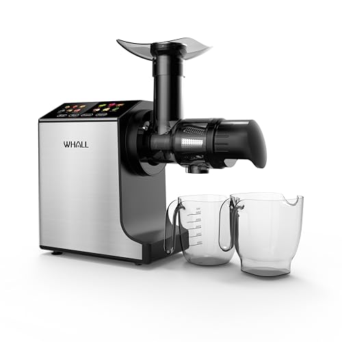 whall Slow Juicer,Touchscreen Cold Press Juicer with 2 Speed Modes,Professional Stainless Juicer Machines for Vegetable and Fruit,Easy to clean juicers,Silver