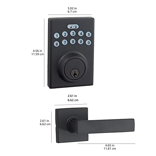 Amazon Basics Contemporary Electronic Keypad Deadbolt Door Lock With Passage Lever - Matte Black #TOP4