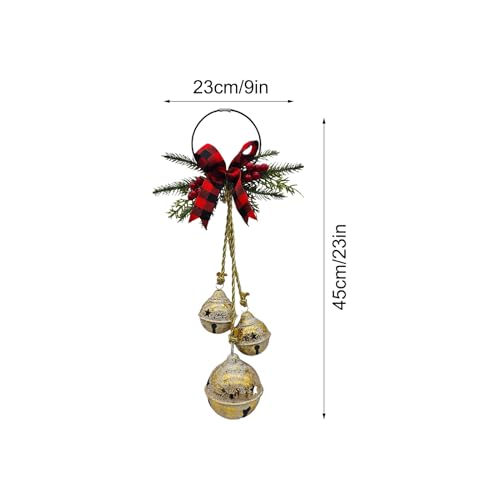 Cloches de Noël avec nœud en métal rustique pour décoration de porte