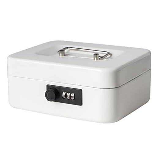 Jssmst Small Cash Box with Combination Lock – Durable Metal Cash Box with Money Tray White,7.87 x 6.3 x 3.35 inches, SM-CB07005M