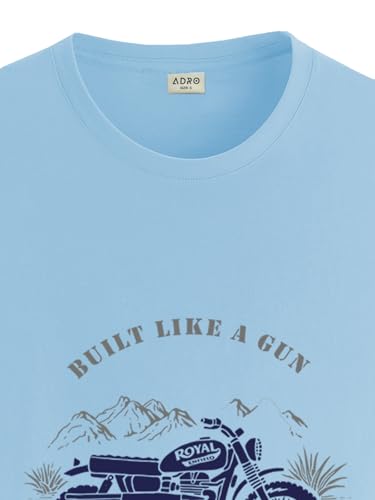 Image of ADRO Men's Royal Bike Design Printed 100% Cotton T-Shirt - Regular Fit, Printed T-Shirts for Men