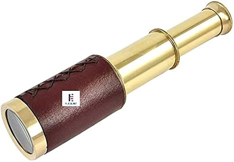 Antique Brass Spyglass Telescope 6" Leather + Box image 4