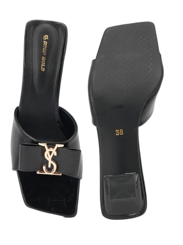 Image of DROP BOLD SQUARE TOE KITTEN HEEL WITH ELEGANT BOW DETAIL FOR WOMEN