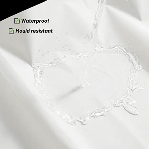 Shakeel White Shower Curtain Mould Proof Resistant, 180cm×200cm Long Waterproof Bathroom Curtains Shower - Image 4