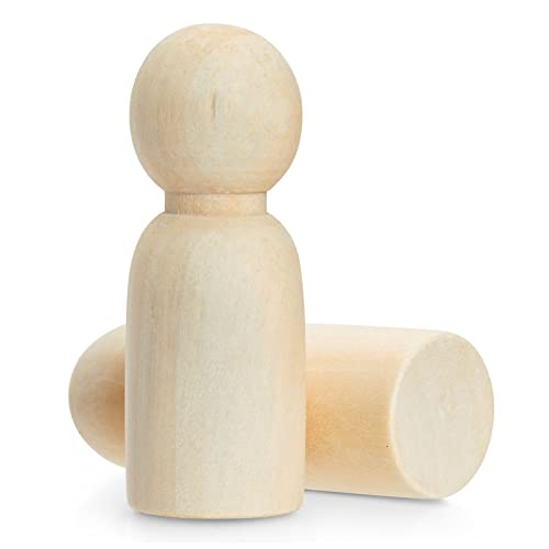 Juvale Unfinished Wooden Peg People - 50-Piece Set, 5 Sizes & Natural Wood - DIY Painting Peg Dolls & Wooden Doll House People - Family Constellations Figures
