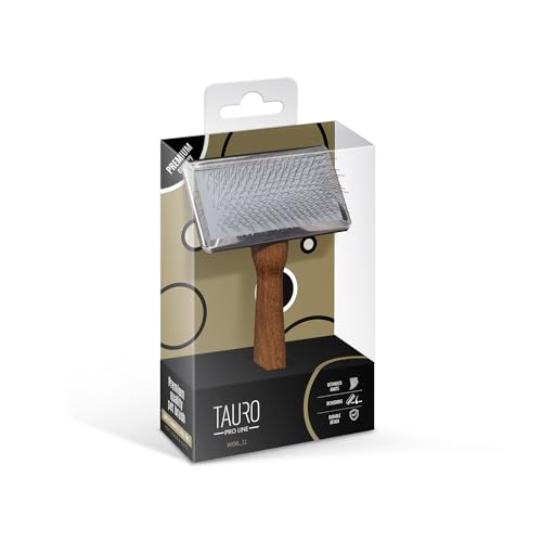 Tauro Pro Line Deshedding Brush with Metal Rim for Dogs & Cats, Medium (M) | Wooden Handle, Stainless Steel Pins, Undercoat Removal & Dematting, for All Coat Types, Ideal for Doodles & Poodles - Image 3