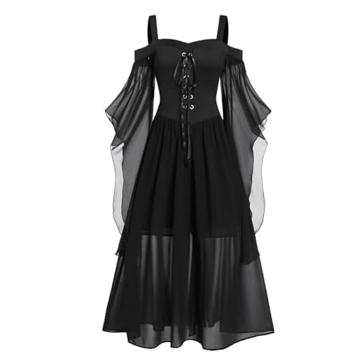 riou Vestidos Medievales Para Mujer Tallas Grandes Halloween Gótico Vestido de Noche con Ribete Encaje Disfraces Originales Fiesta Cosplay, Carnaval