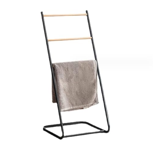 TOTIKI Toallero De Pie Toallero Independiente De Hierro, Barra De Madera De 3 Niveles, Soporte para Toallas, Soporte para Toallas para Baño Soporte Toallas Baño