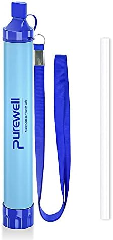 Purewell Outdoor Water Filter - 0.01 μm ultra-fine filter removes 99.99% of bacteria & heavy metals, 1 pack