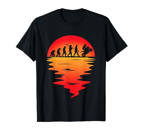 Moto Evolution Coucher de Soleil Vintage Biker T-Shirt