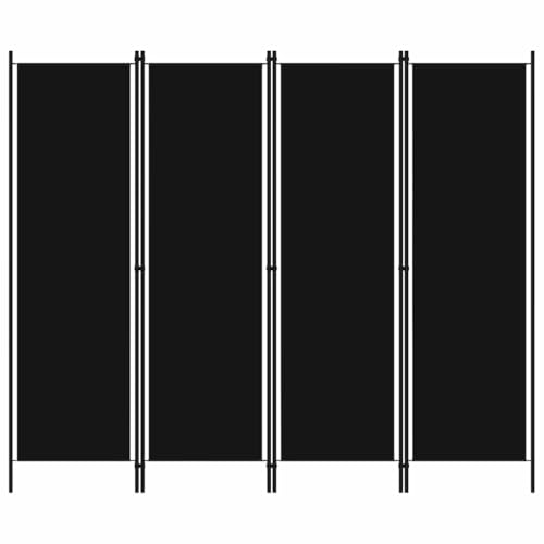 vidaXL Paravento a 4 Pannelli Divisorio Separè Pannello Byobu Pieghevole Schermo Separatore Ambienti Interni Protezione Privacy Nero 200x180 cm