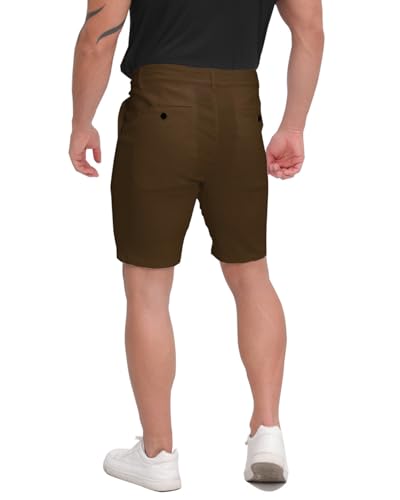 Image of Mens Golf Short Slim Fit Stretch 9 Inch Inseam Dark Brown Short for Men 34W