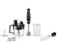 Bosch ErgoMaster Series 4 MSM4B670GB Pressure Controlled Speed 2 in 1 Hand Blender with Mini Food Processor, Beaker and Whisk, Stainless Steel Blade, 1000 W Motor, Black