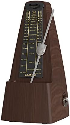 Linrax M2 Mechanical Metronome for Piano Guitar Bass Ukulele Drum Violin Cello Saxophone Trumpet and Other Musical Instruments, Track Tempo and Beat, Loud Sound, High Precision, Wood Grain