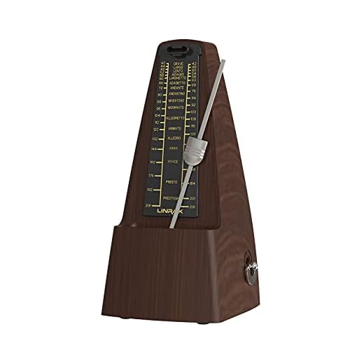 Linrax M2 Mechanical Metronome for Piano Guitar Bass Ukulele Drum Violin Cello Saxophone Trumpet and Other Musical Instruments, Track Tempo and Beat, Loud Sound, High Precision, Wood Grain