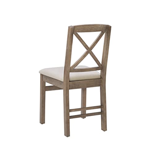 Linon Triena Greywash X Back Dining Chair with Beige Upholstered Seat, Set of 2 by Linon - Image 6