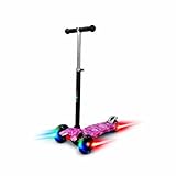 Patinete de 3 Ruedas ATAA Flash - Rosa - Patinete para niños de 3 Ruedas, Patinete Infantil con Luces, Patinete de 3 Ruedas con Manillar Ajustable, Giro por Gravedad, de 2 a 9 años