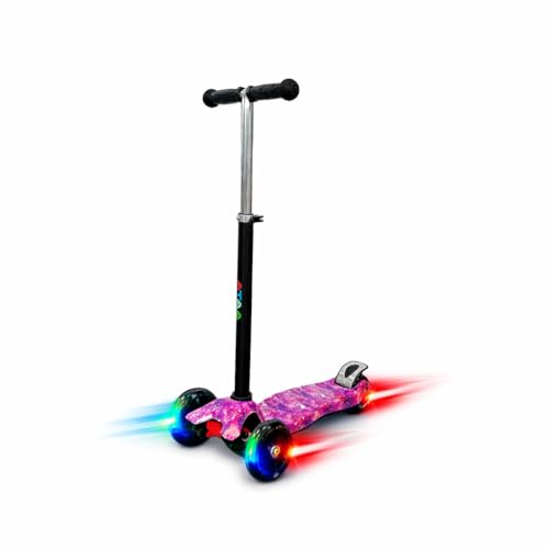Patinete de 3 Ruedas ATAA Flash   Rosa   Patinete para niños de 3 Ruedas, Patinete Infantil con Luces, Patinete de 3 Ruedas con Manillar Ajustable, Giro por Gravedad, de 2 a 9 años