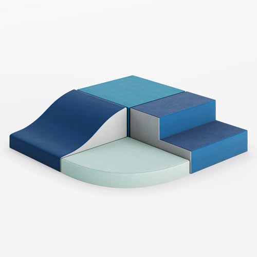 TUFSPRAX 4 Blocs en Mousse de Motricité, Parcours d'escalade Modulable pour Développement de l'Équilibre en Intérieur, Design Lavable pour Maison ou Crèche