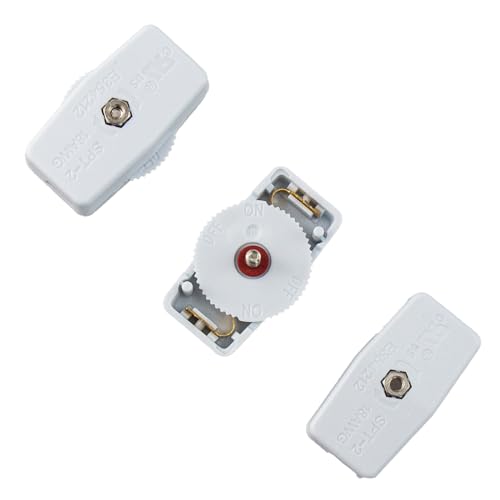 Lygchii LYG134 6Pcs White Inline Cord Switch, 125V 3A Rotary Cord Switch For Office Family Bedroom Light Replacement Gear Switch thumb #2