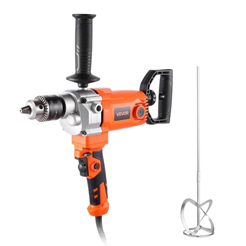 VEVOR Drill Mixer, 5/8 inch Corded Electric Drill Mixer Set, 0-750RPM 5.63A Mixing Drills, Mixing Drills Machine with D-Handle for Drilling & Blending, Handheld Cement Mixers for Fodder, Paint, Cement