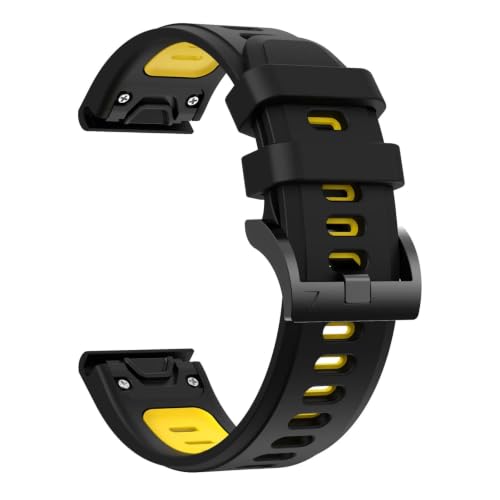 [�����ȓX] �ɓK�pGarmin 8 7 X 7 6 X 6 Pro Forerunner 970 965�o���h22/26 mm 2�F�t���b�V���X�e�����X�V���R���e�[�v(Black yellow,26mm)