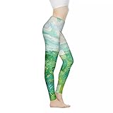 Xhuibop Pantalones de yoga para mujer, leggings de entrenamiento con control de abdomen, mallas elásticas para fitness, levantamiento de glúteos, Campo de trigo verde Vincent Van Gogh, Large