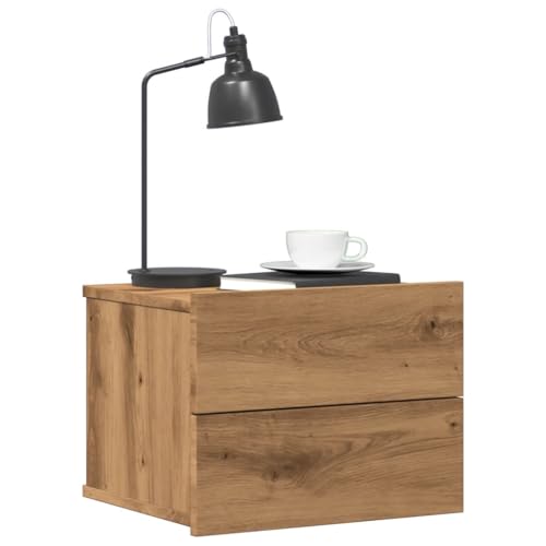 Mokuyary Mesitas de Noche de Pared 2 uds Color Roble Artisan 40x32x30 cm Mesita de Noche, Mesa Auxiliar con Cajón,mesita habitacion,para Dormitorio, Salón