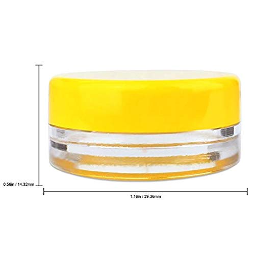 Beauticom 3g/3ml (0.1 Fl Oz) Round Clear Plastic Jars with Round Top Lids for Creams, Lotions, Make Up, Powders, Glitters, and more. (Color: Yellow Lid Quantity: 50 Pieces)