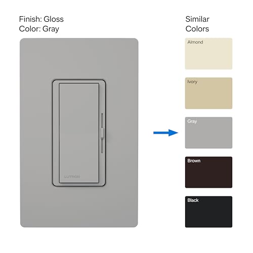 Image of Lutron Diva LED+ Dimmer Light Switch for Dimmable LED, Halogen, and Incandescent Bulbs, 150 Watt, Single-Pole or 3-Way, DVCL-153P-GR, Gray