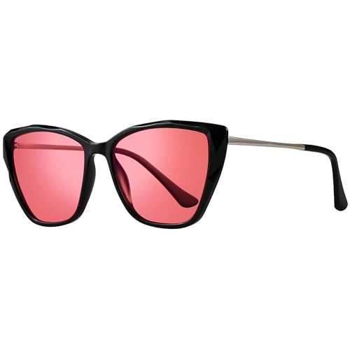 AVDLAB Indoor Fluorescent-41 Pink Tinted Blue Light Blocking Glasses Cat Eye Migraine Light Sensitivity Computer Gaming Glasses Photophobia Fluorescent LED Glare Women AB3304