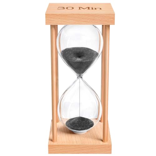 ABXKZ 5 Minute Sand Timer, 5 Min Wood Hourglass, Black Sand Clock, Five Min Wooden Hour Glass for Classroom, Sandglass, Reloj De Arena Decorativo, Home, Office, Game, Gift