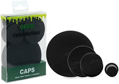 Ooze Resolution Glass Cleaner Caps Plus (Black 1 Large, 2 Sm, 1 XS) Silicone Stretch Caps - Universal Caps for Cleaning, Odor Proofing - Res Gel Glass Cleaner Accessories