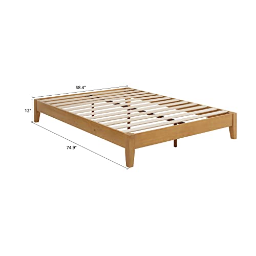 Musehomeinc Mid-Century Wood Platform Bed Frame,No Box Spring Needed,Strong Wood Slat Support,Natural (Nature, Twin) #TOP1