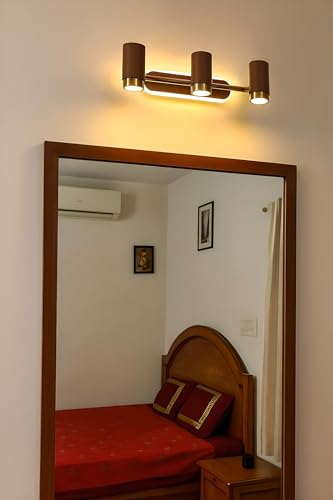 Image of FILLISKA 3 in 1 Double Wall spot /Picture /Display /Mirror Light with Adjustable Head and Colour Changing Function (18 Watt MattBrown & Gold-587)