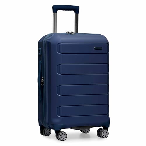 Traveler's Choice Indestructible Polypropylene Hardshell Expandable Spinner Luggage, Navy by Traveler's Choice - Used condition - CA$88.71