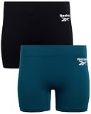 Reebok Ropa interior para mujer - Pantalones cortos sin costuras de longitud media (paquete de 2), teal/negro (Deep Teal/Black), Large
