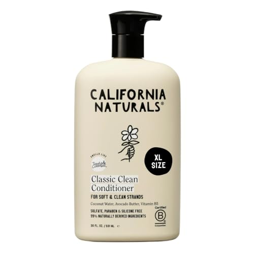 California Naturals Classic Clean Toasted Coconut Conditioner with Coconut Milk, Vitamin B5, Natural, Vegan, Paraben & Sulfate Free, Color Safe Conditioner, All Hair Types, 20 fl oz
