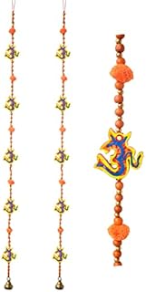 Tarini Gallery Set of 2 Traditional Handcrafted Om Pom Pom Door Hangings Latkan Décor for Home Offices Temple Hotel Wall Hangings, Festival Diwali Decoration, Meditation Room