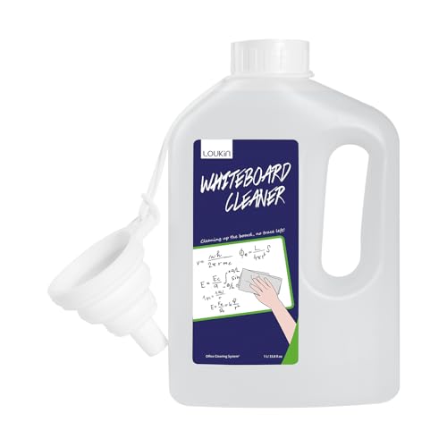 loukin 1L Whiteboard Cleaner Refill, Ready-to-Use Dry Erase Board Cleaner with Collapsible Silicone Funnel, Effectively Removes Stubborn Whiteboard Stains