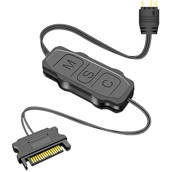 Kontroler ARGB 5V 3Pin Kontroler RGB, Zasilacz SATA Pilot z Paskiem świetlnym, do Wentylatora PC, Listwa Oświetleniowa (Plyistyz8k2f3ma5b-12)