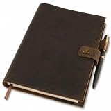 moonster Nachfüllbares Tagebuch Leder A5 – Notizbuch für Damen – Notizbuch Leder A5 - Ledereinband für Notizbücher mit Stift – Einband Liniert – Edles Notizbuch - Leather Cover Journal