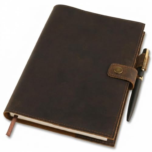 moonster Nachfüllbares Tagebuch Leder A5 – Notizbuch für Damen – Notizbuch Leder A5 - Ledereinband für Notizbücher mit Stift – Einband Liniert – Edles Notizbuch - Leather Cover Journal